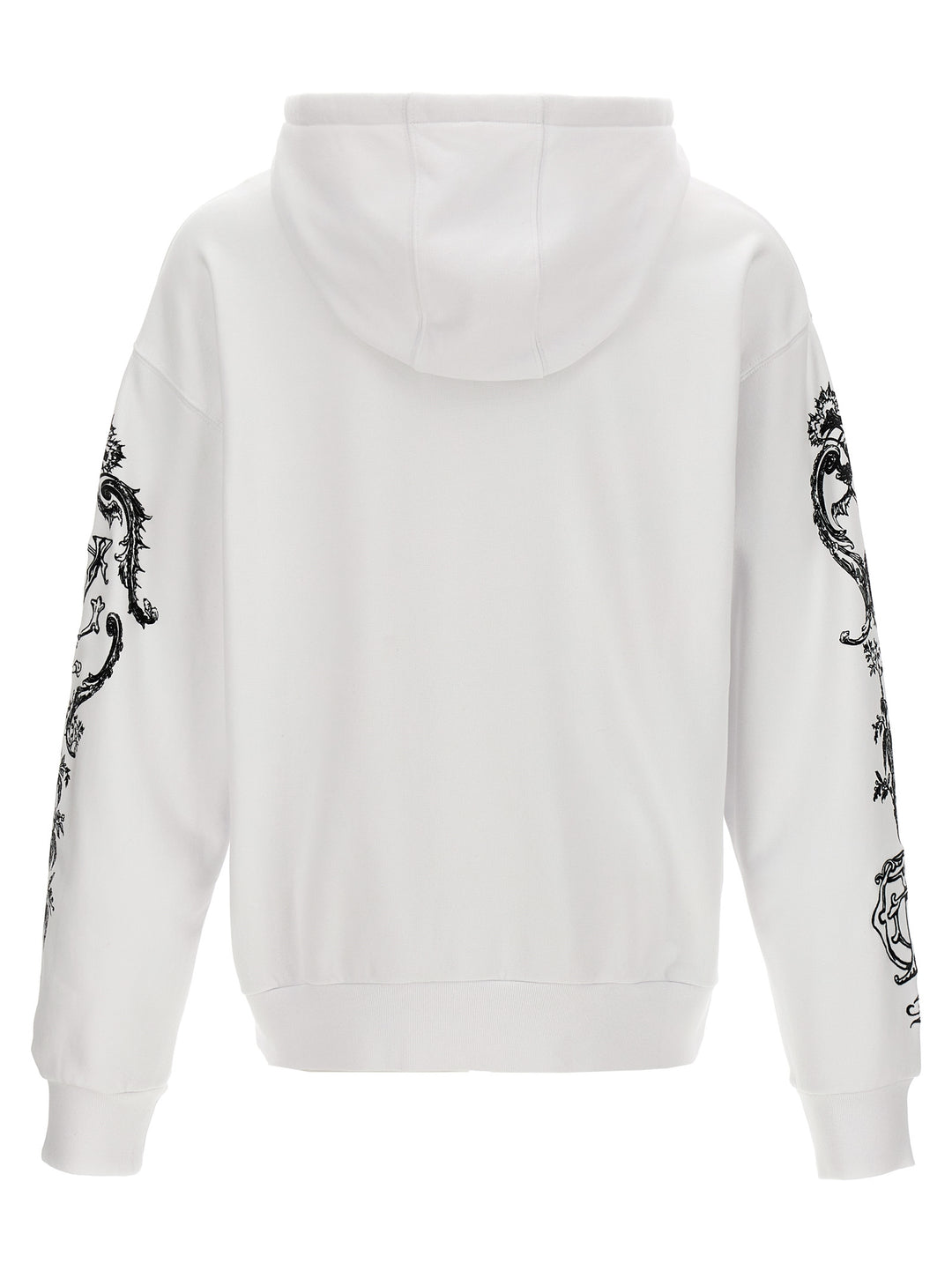 Embroidery And Print Hoodie Sweatshirt White/Black