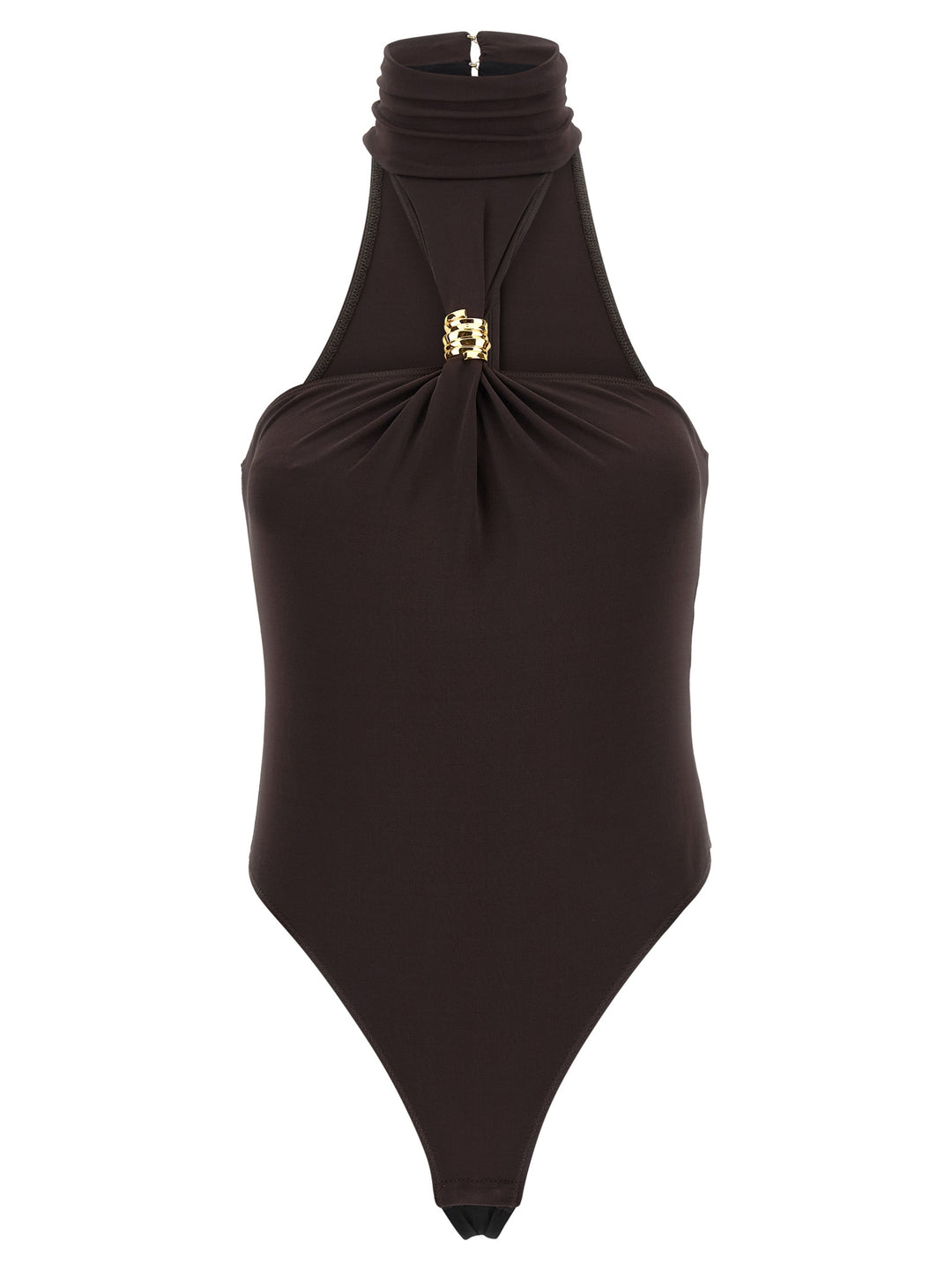 Elisabetta Franchi Jewel Detail Bodysuit Tops - Brown | 5d0f65ea99c1a4525c12f68fe33add55917772a7