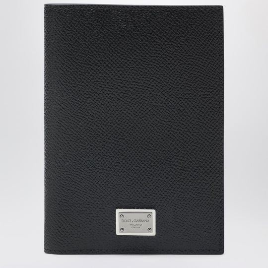 Black Passport Holder With Logo Plaque