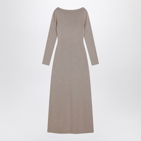 Beige Dress In Viscose And Lurex Yarn