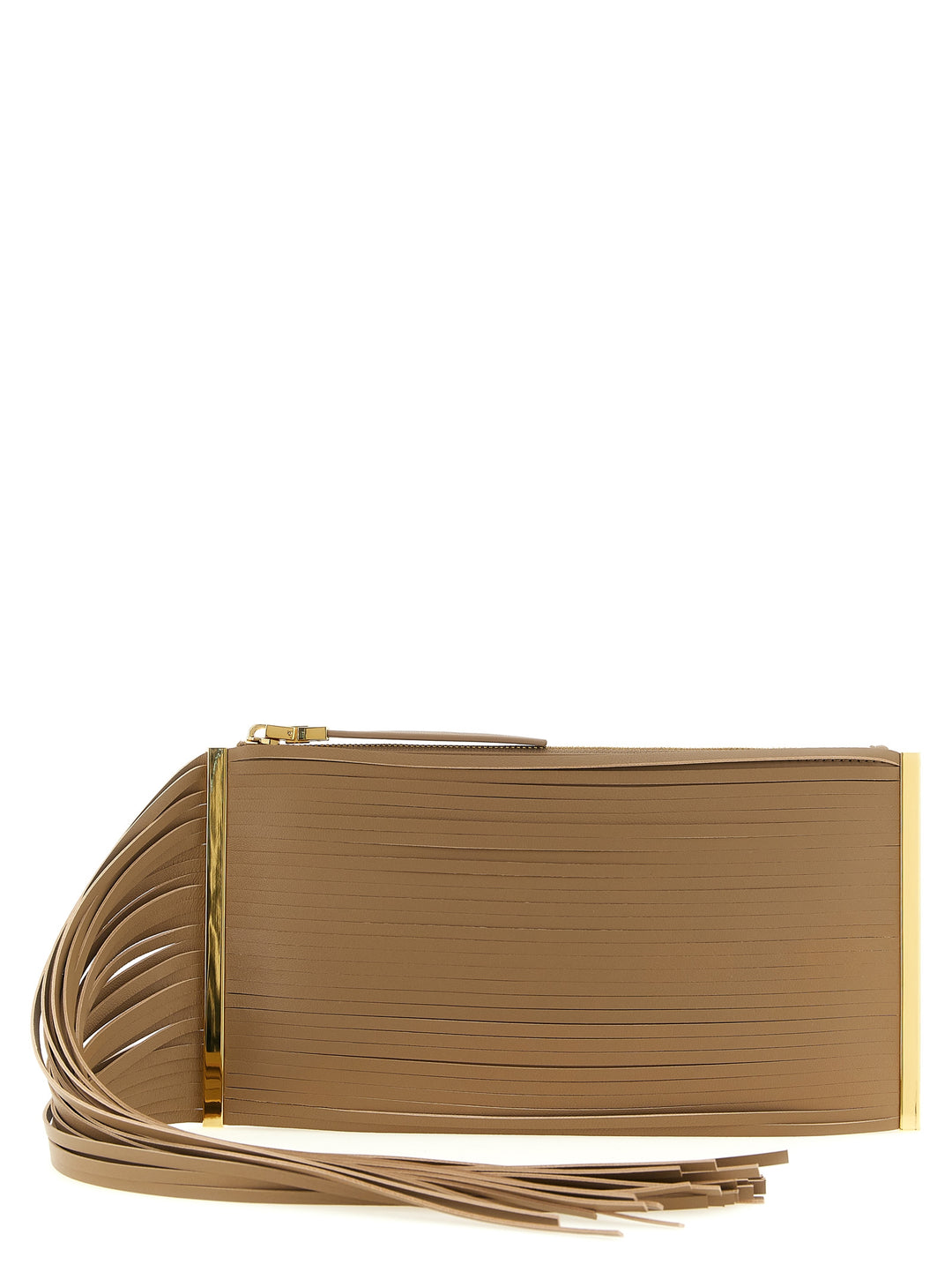 Elisabetta Franchi Fringed Clutch - Beige | 60d24c360bde7b1b5c1f07f4ccc636ab61afeb73