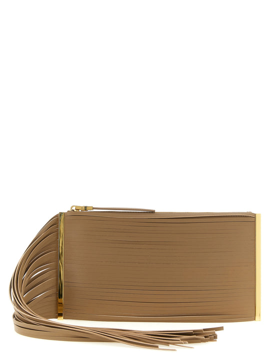 Fringed Clutch Beige