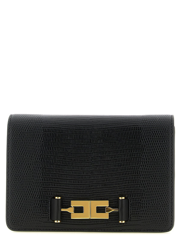 Lizard Print Crossbody Bag Clutch Black