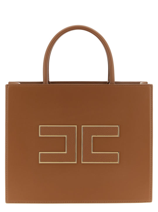 Large Logo Shopping Bag Tote Bag Brown