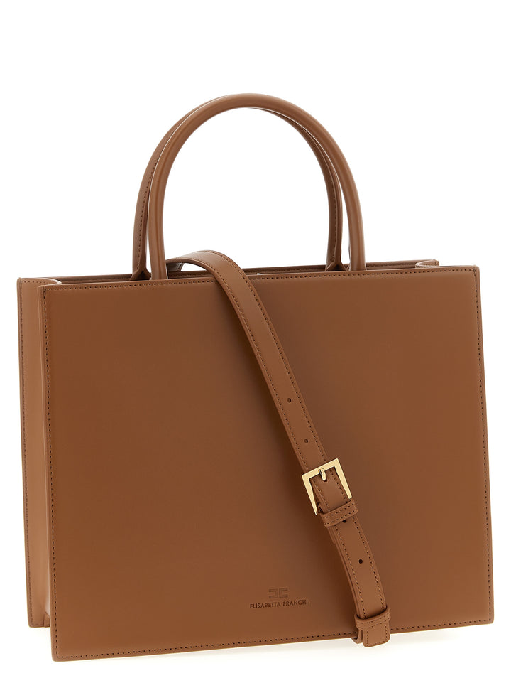 Elisabetta Franchi Large Logo Shopping Bag Tote Bag - Brown | e5cb3997ba484463b16e5e700bda1422ff24e4f3