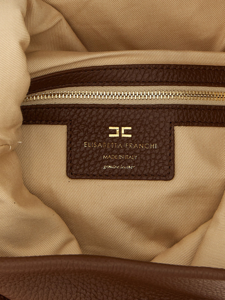 Elisabetta Franchi Logo Shoulder Bag Shoulder Bags - Brown | 0d925e0e7646641f5d72b1c6055e917d4e5744fe