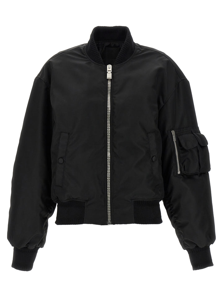 Pocket Detail Bomber Jacket Casual Jackets, Parka Black