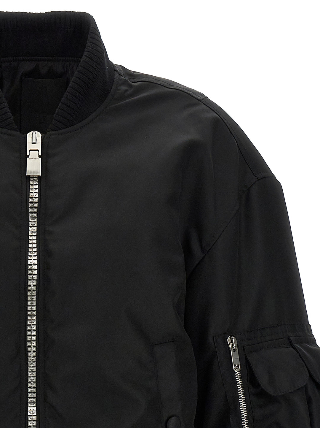 Pocket Detail Bomber Jacket Casual Jackets, Parka Black