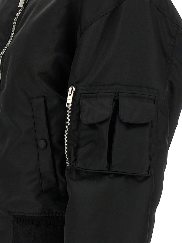 Pocket Detail Bomber Jacket Casual Jackets, Parka Black