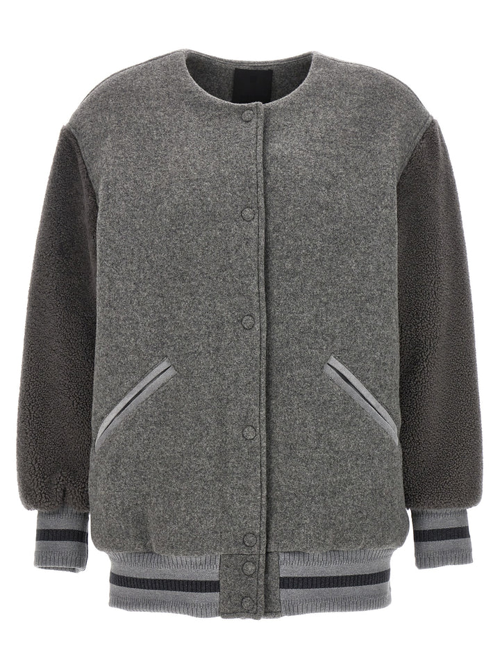 Logo Bomber Jacket Casual Jackets, Parka Gray