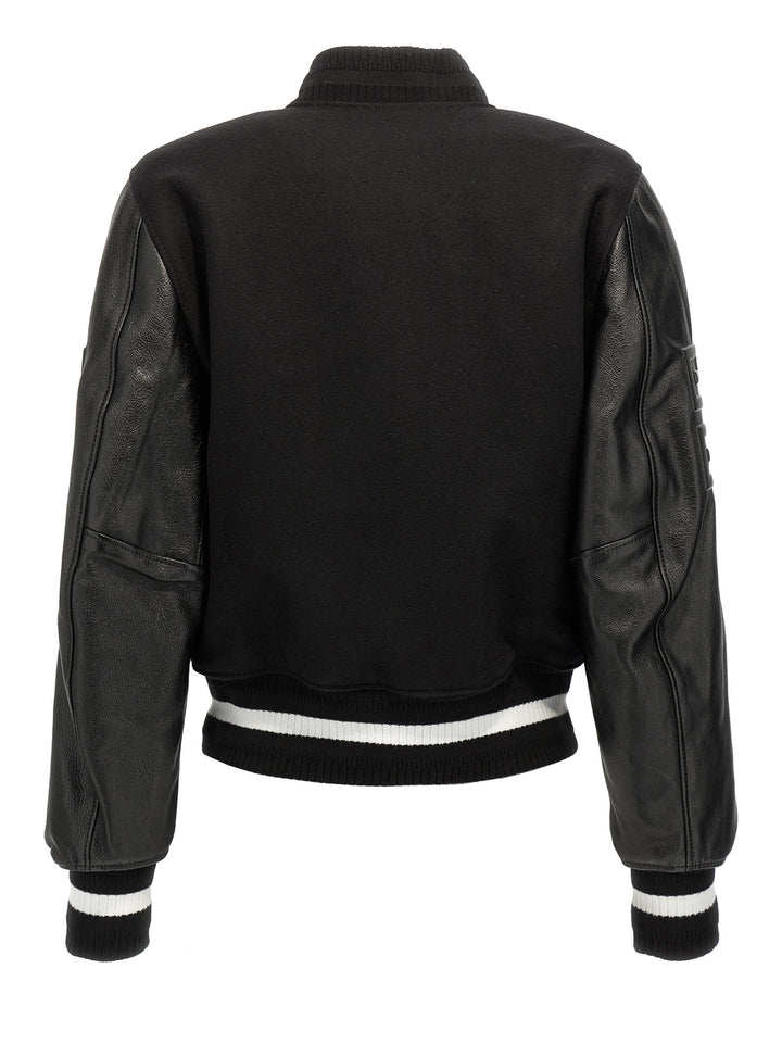 Cropped Logo Bomber Jacket Casual Jackets, Parka White/Black