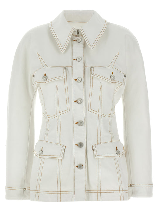 Denim Jacket Piumini, Parka, Giacche Casual White