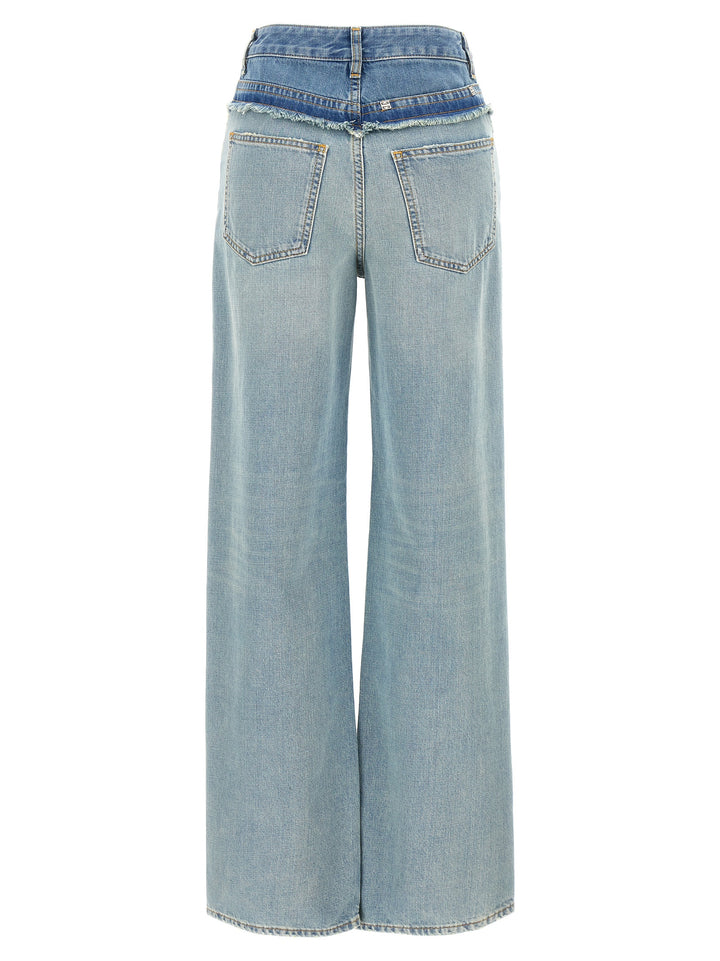 Fringed Detail Jeans Light Blue