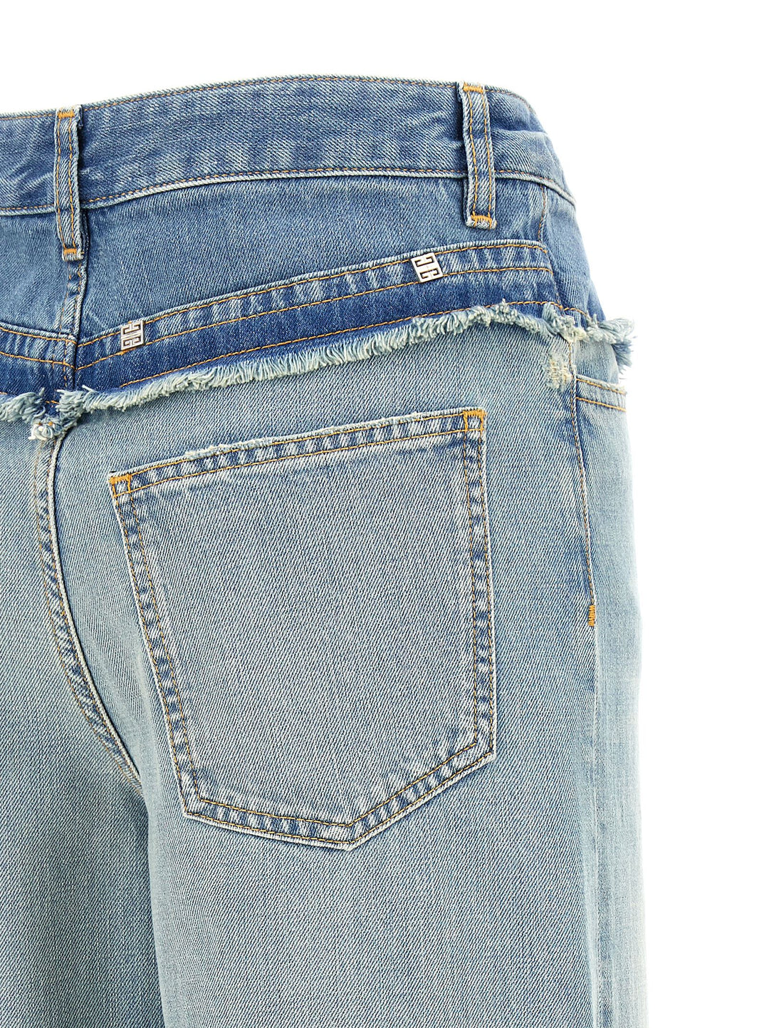 Fringed Detail Jeans Light Blue