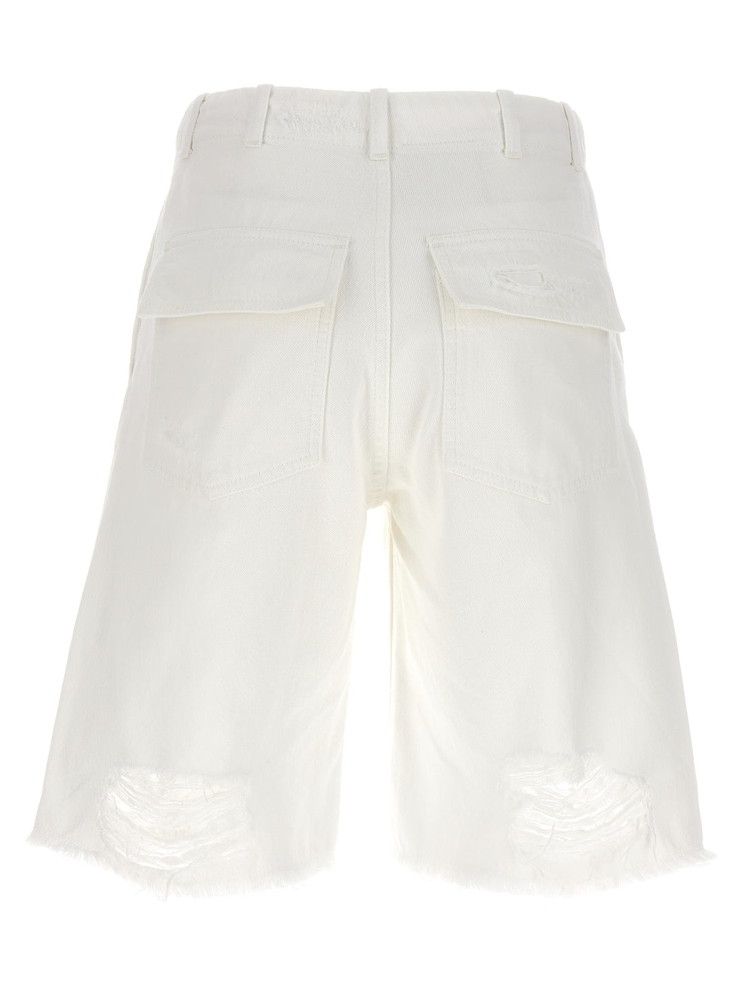 Destroyed Denim Bermuda Shorts Bermuda, Short White