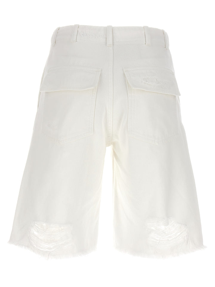 Destroyed Denim Bermuda Shorts Bermuda, Short White