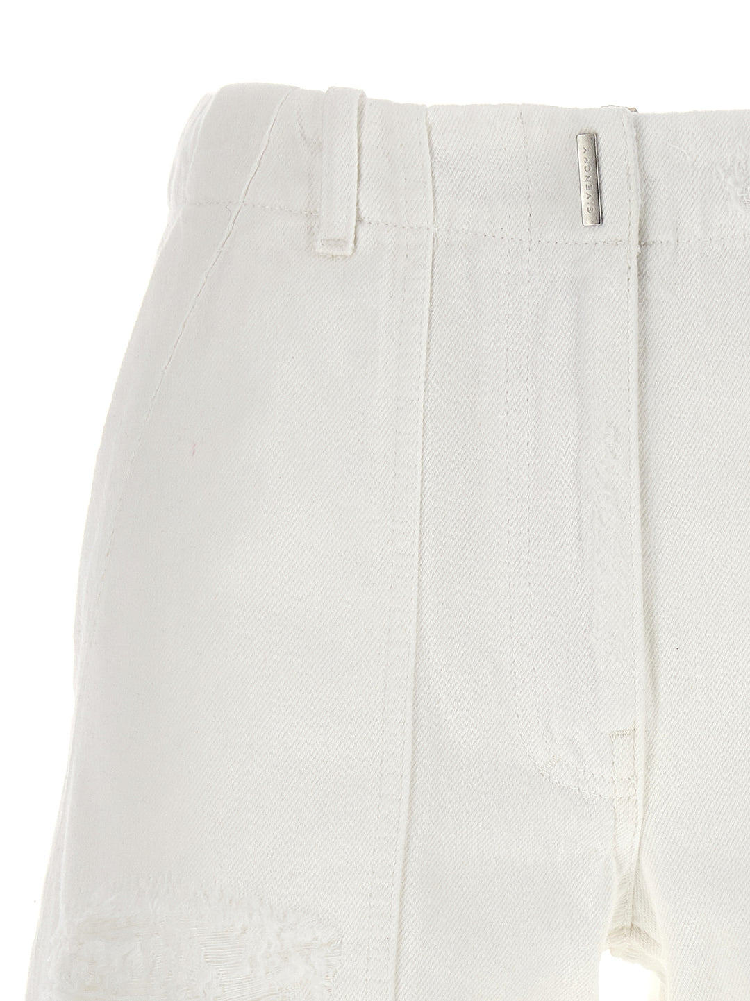 Destroyed Denim Bermuda Shorts Bermuda, Short White