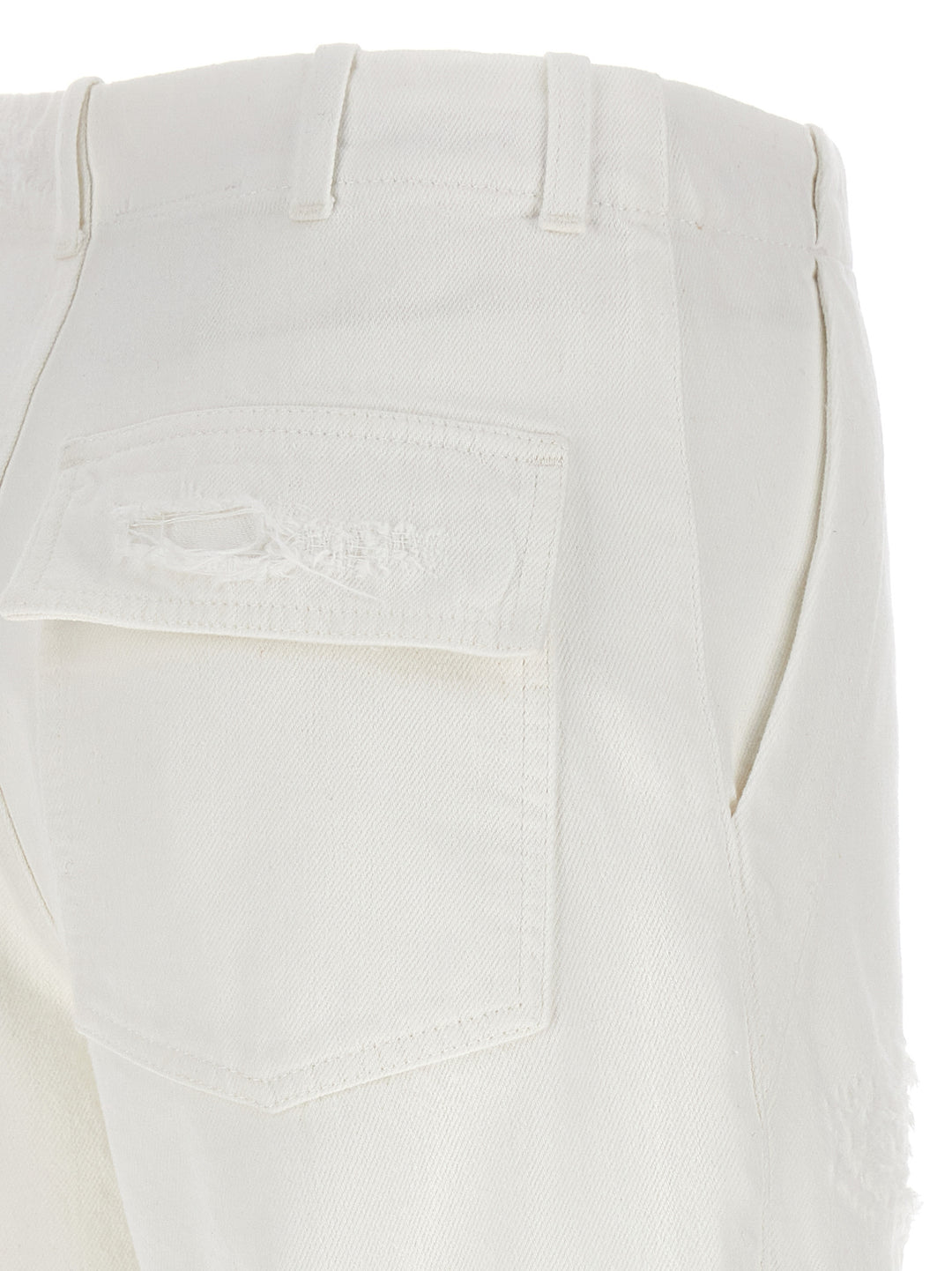 Destroyed Denim Bermuda Shorts Bermuda, Short White