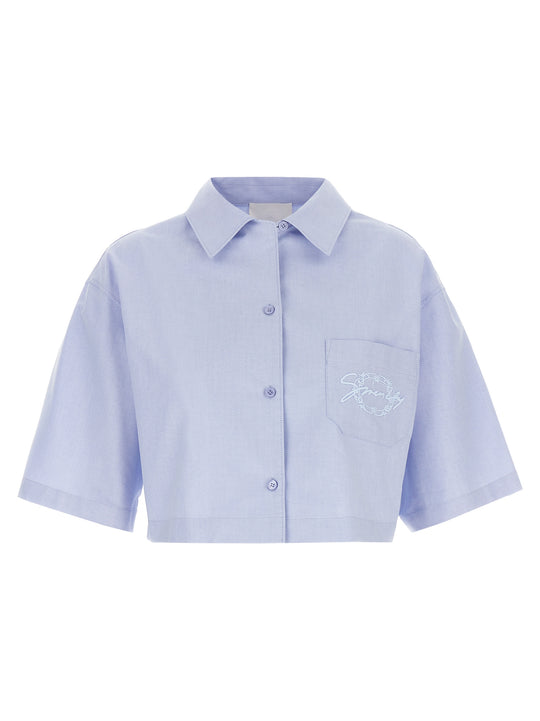 Logo Embroidery Shirt Shirt And Blouse Light Blue