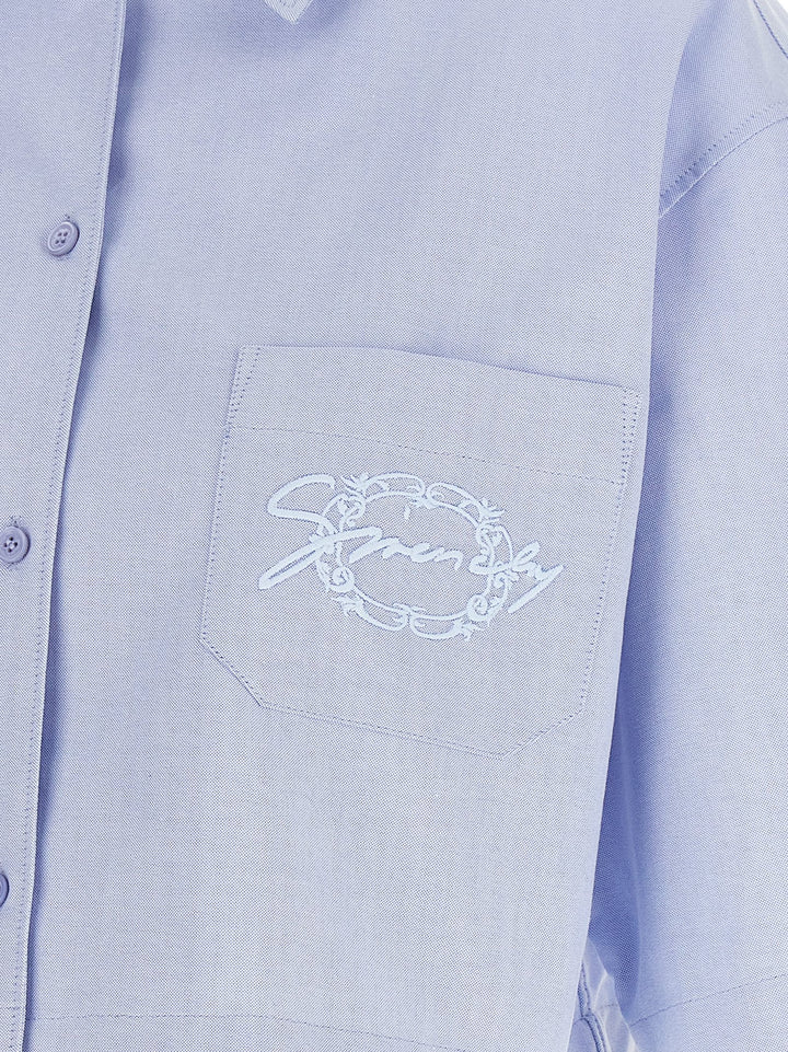 Logo Embroidery Shirt Shirt, Blouse Light Blue