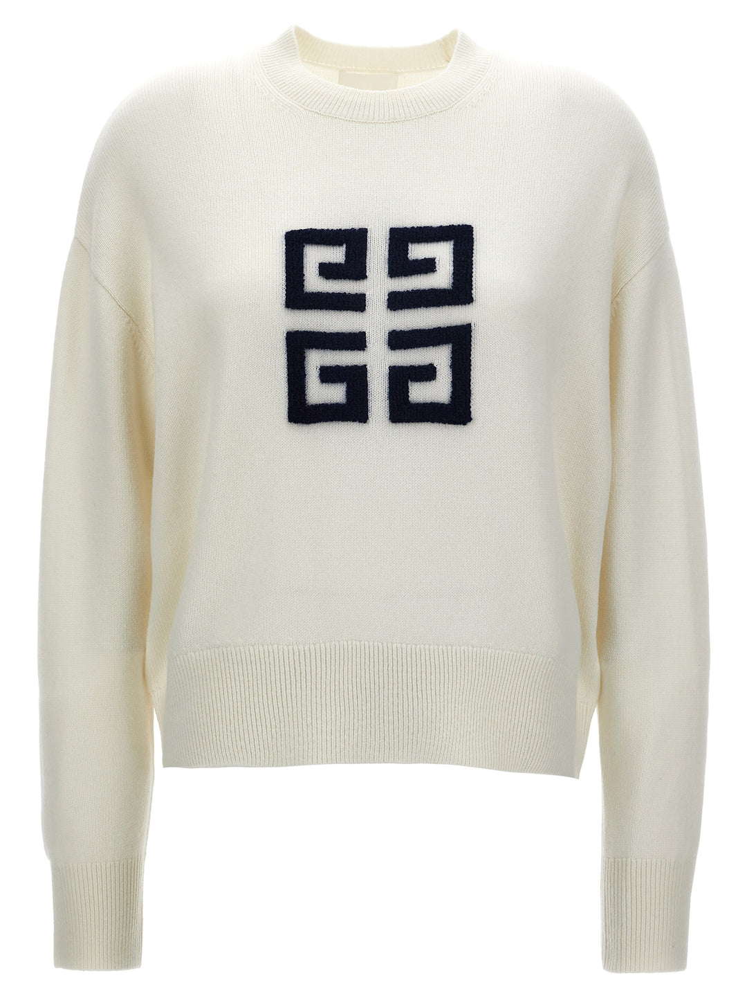 Flocked Logo Sweater Sweater, Cardigans White