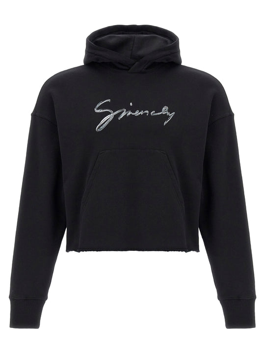 Cropped Hoodie Sweatshirt Black