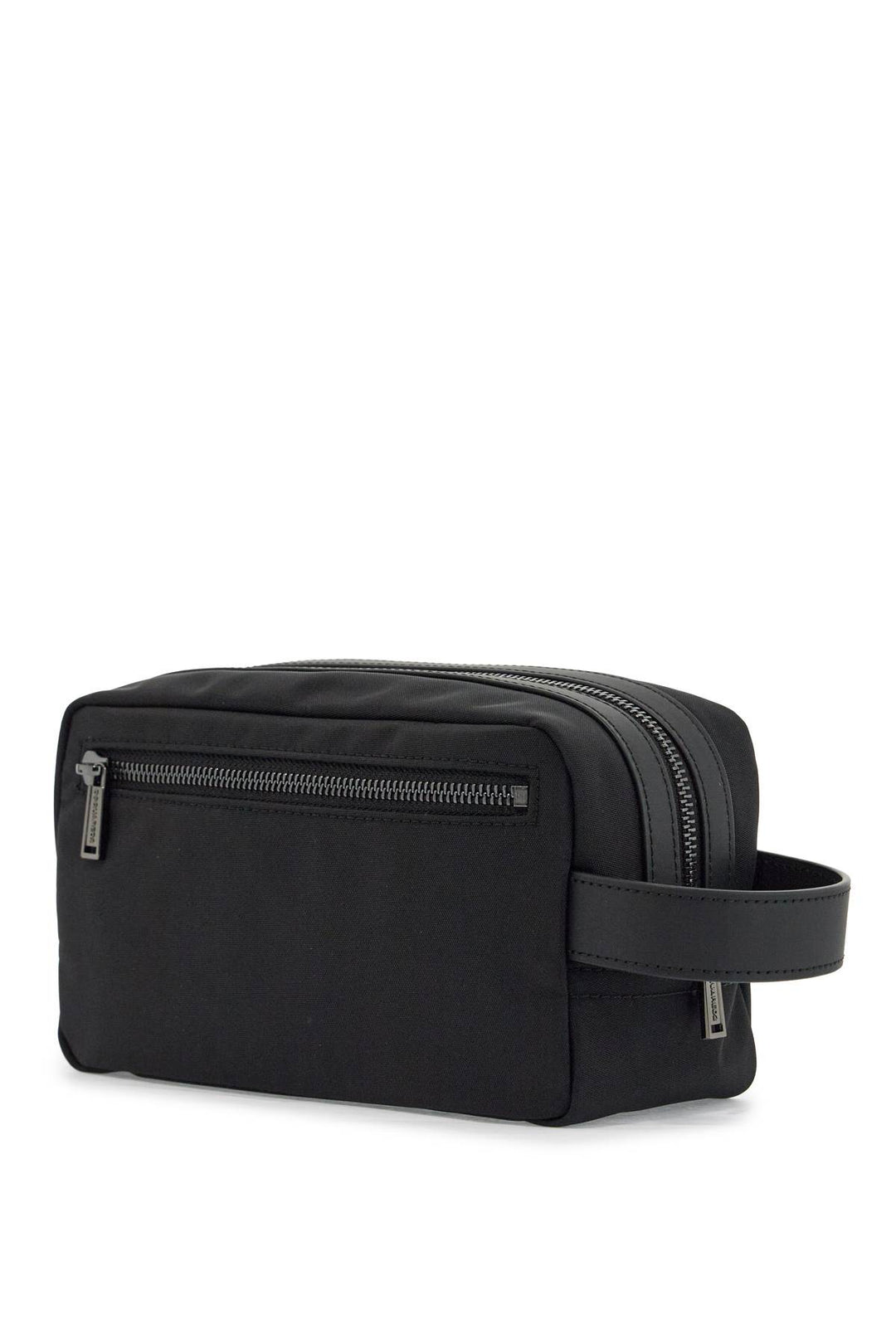 Black Rectangular Beauty Case In Polyamide With Side Handle And Zip