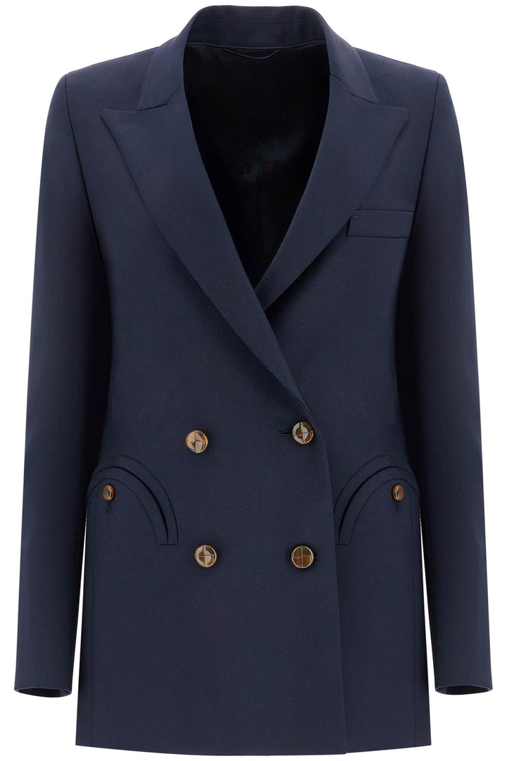 Navy Blue Virgin Wool Single Breasted Blazer