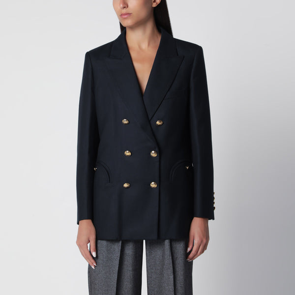 Double-Breasted Navy Blue Wool Jacket