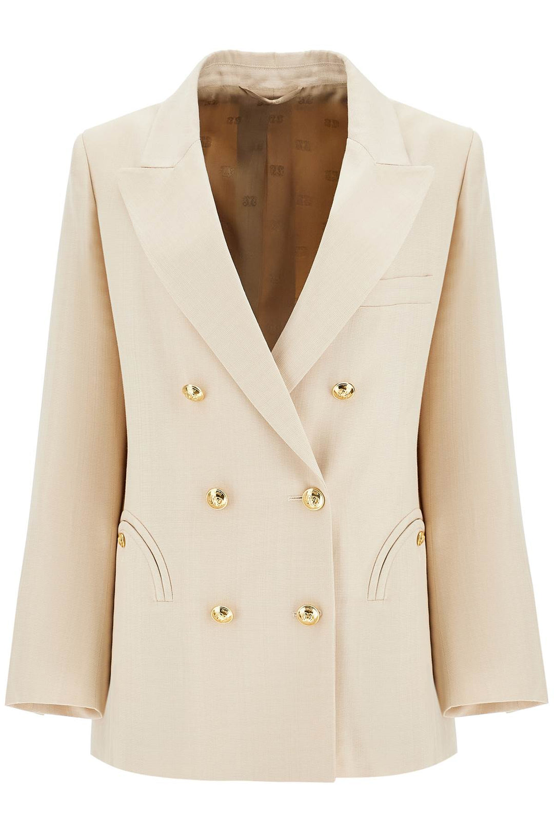 Ivory Double Breasted Viscose Blazer