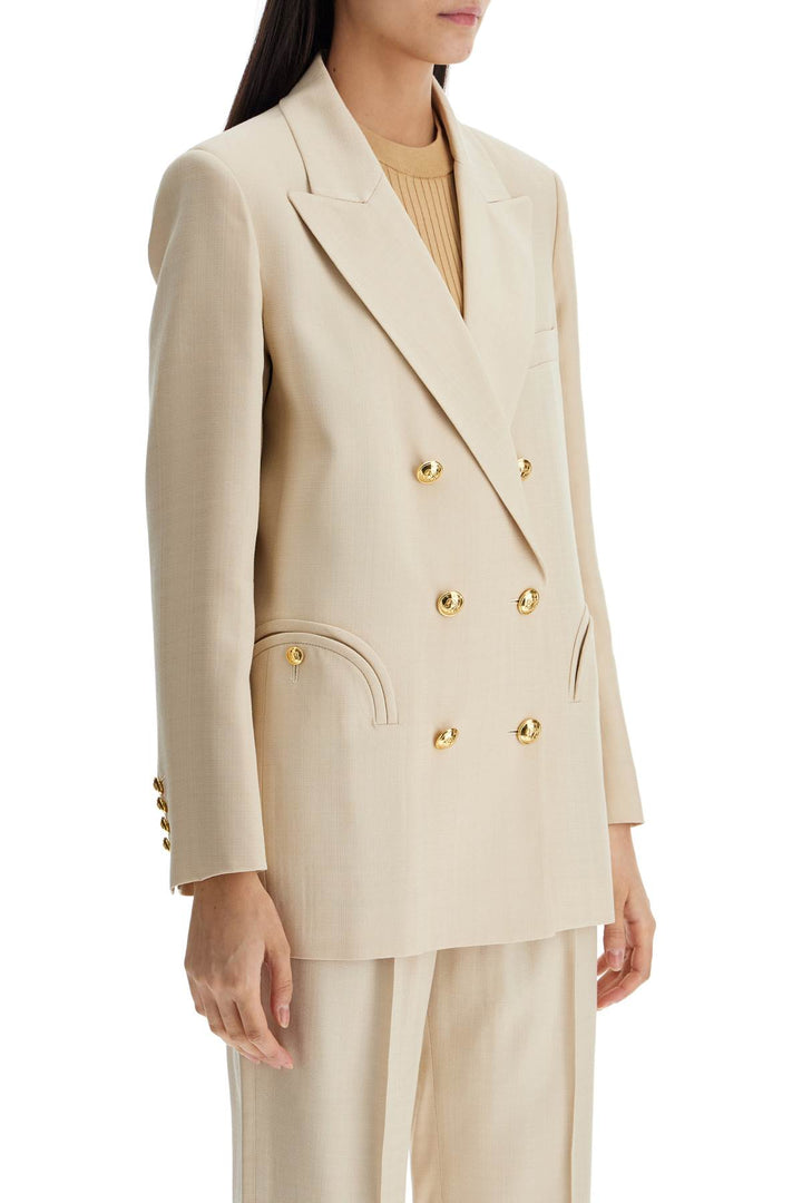 Ivory Double Breasted Viscose Blazer