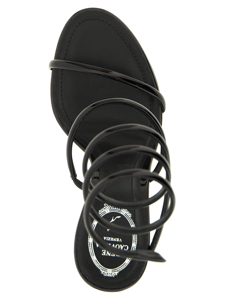 René Caovilla Cleo Metallic Sandals - Black | 61c628fe12ab178445a924ece636f3a705e5095b