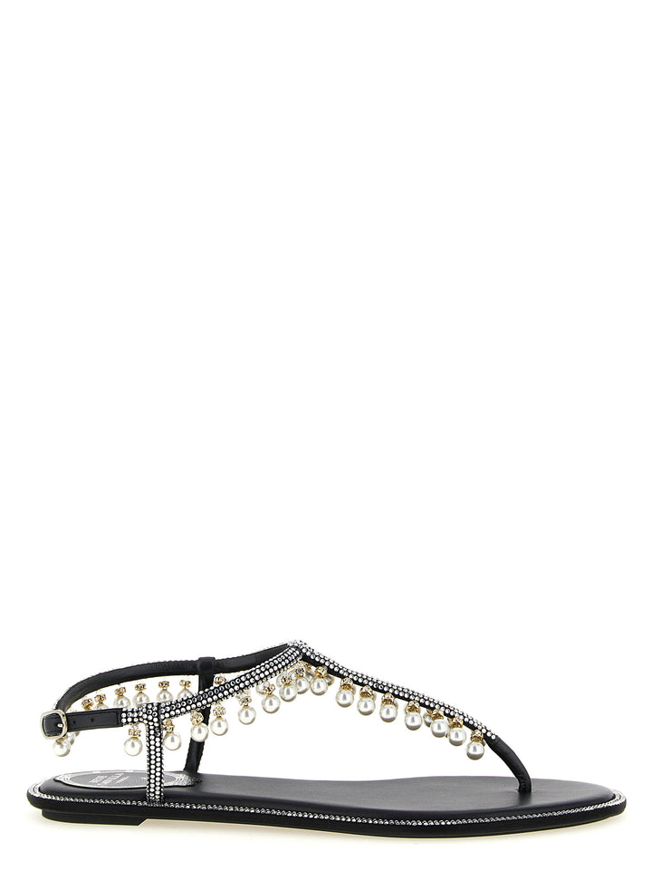 René Caovilla Diana Sandals - White/Black | 29aed313c0c5238a87c1e42f8363b69734222174