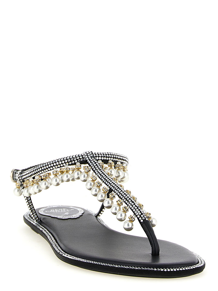 René Caovilla Diana Sandals - White/Black | 30689ad422003b688d58489cb5b2c63282032713