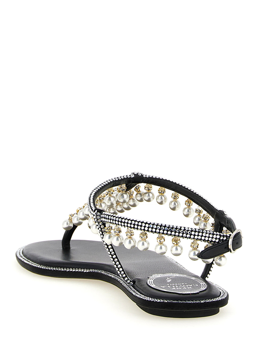 René Caovilla Diana Sandals - White/Black | 7504b001c1211cd3c57af80a11044e1f9c064dc8