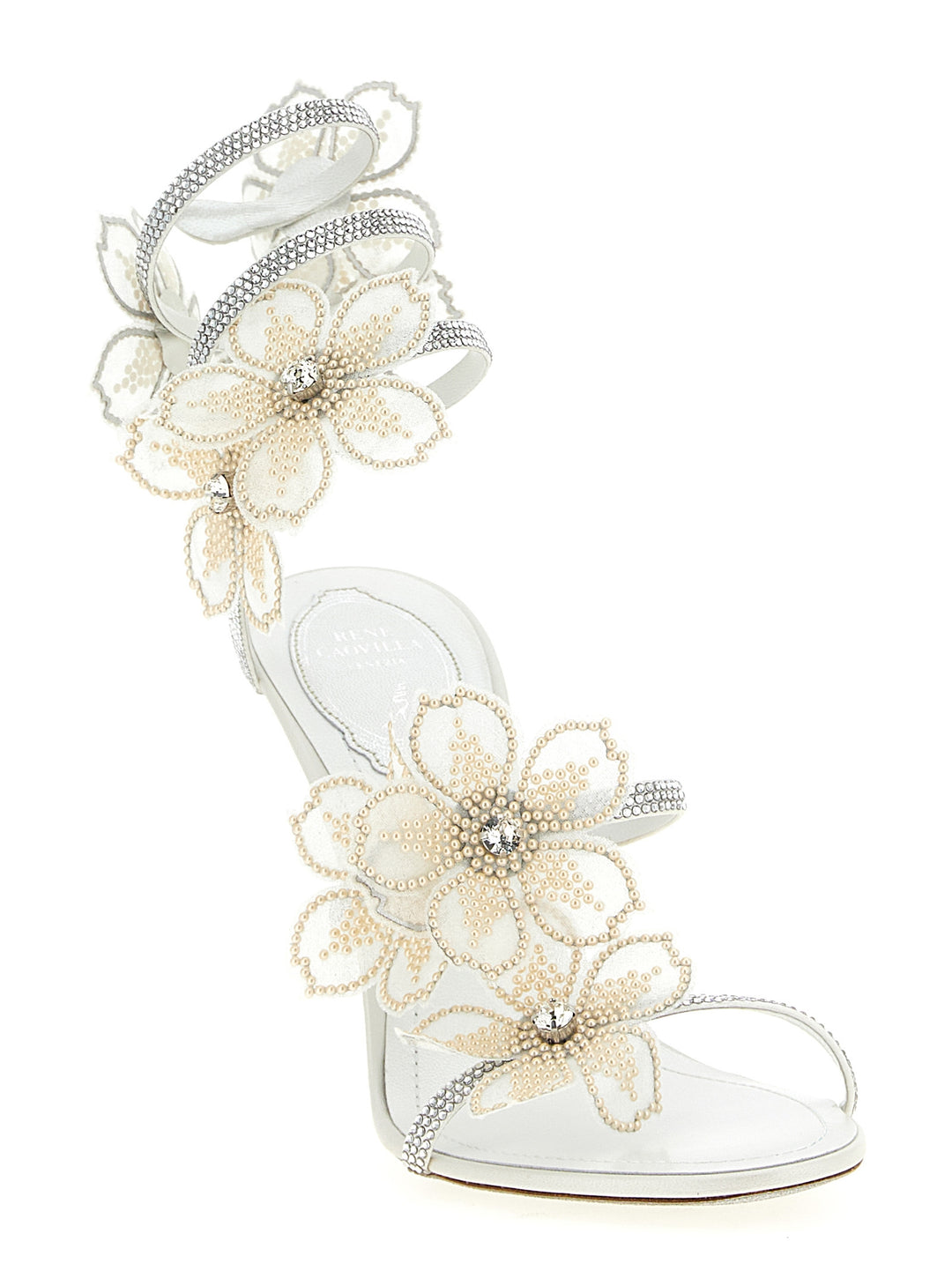 René Caovilla Peach Flower Sandals - White | f504d1c4f1df4bbfd91b57a7d937720b6a4d805b