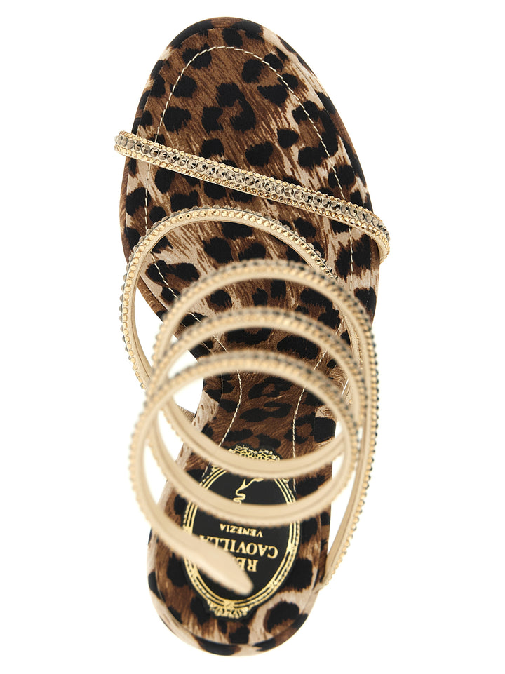 René Caovilla Cleo Leopard Sandals - Multicolor | 793da9c95335689b94113b10dba7c8f6666f5215