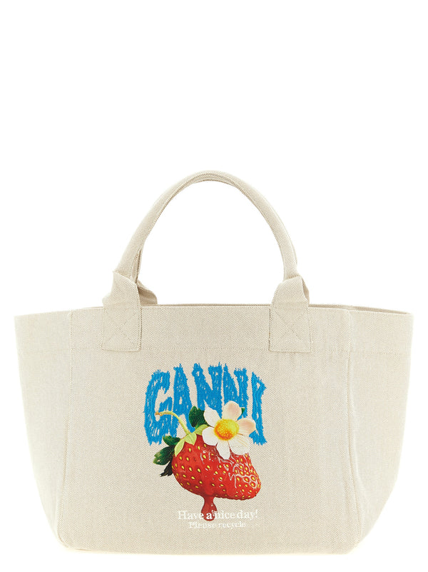 Strawberry Tote Bag Beige
