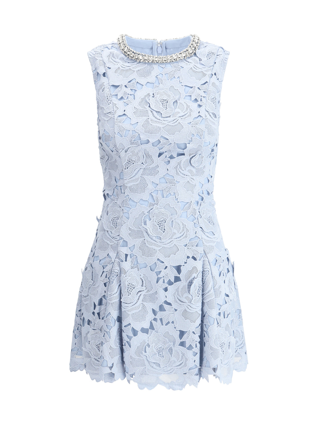 BLUE FLOWER LACE MINI DRESS