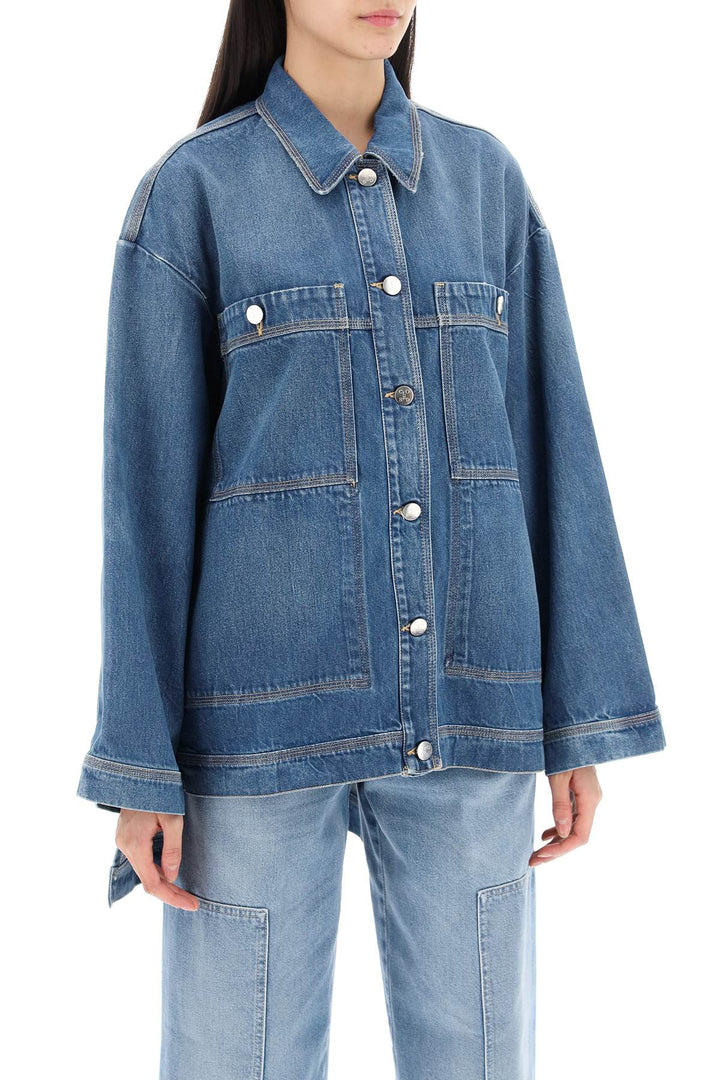 Overshirt In Denim Con Spacchetti Laterali