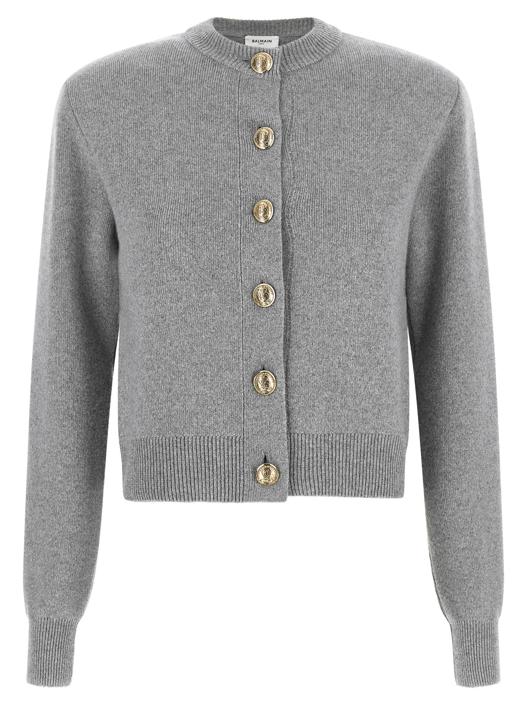 Balmain Sculpture Button Crew Neck Cardigan Sweaters and Cardigans - Gray | 0bc75e1bc5dae88ab6db0d2f5463d3d0dde2b30e