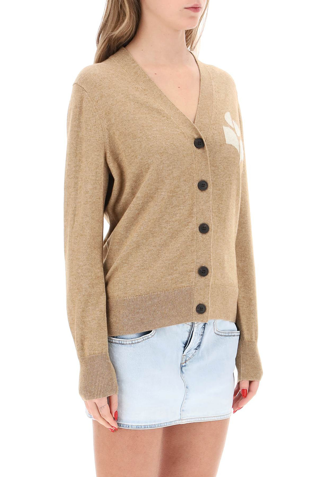 Karin Cardigan With Logo Intarsia