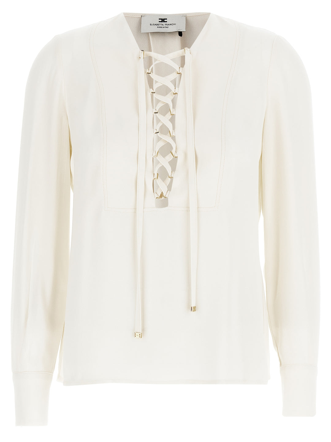 Lace-Up Blouse Shirt, Blouse White