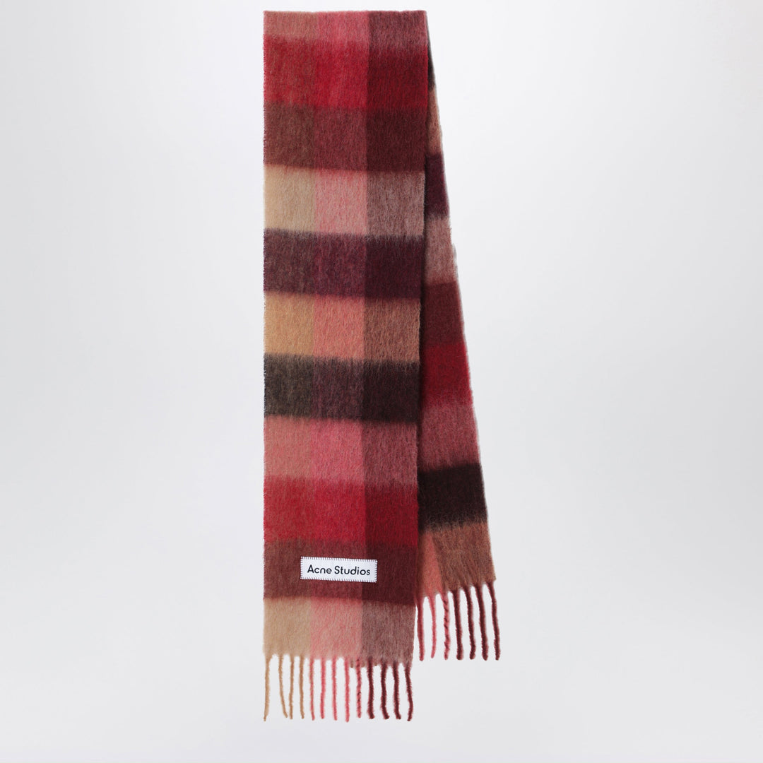 Acne Studios Checked Mohair Scarf Red/Pink/Beige