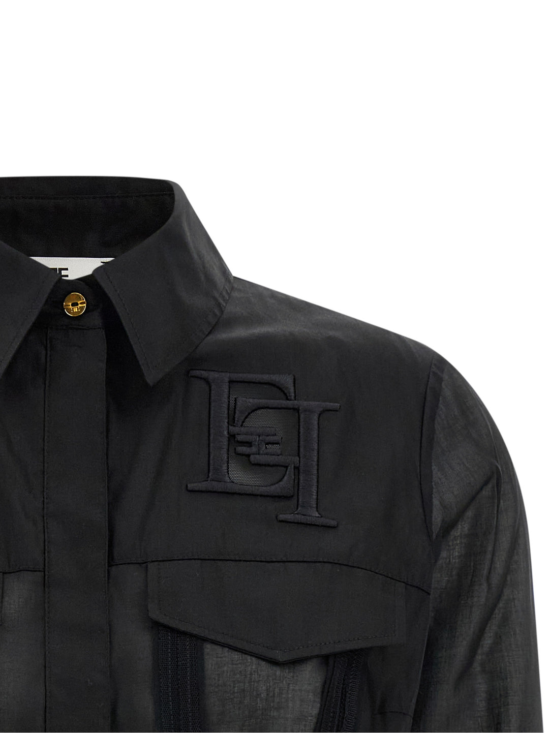 Elisabetta Franchi Logo Embroidery Maxi Crop Shirt Shirt and Blouse - Black | fecaf7732d92e2c860025ddfbe752e47c080b88c