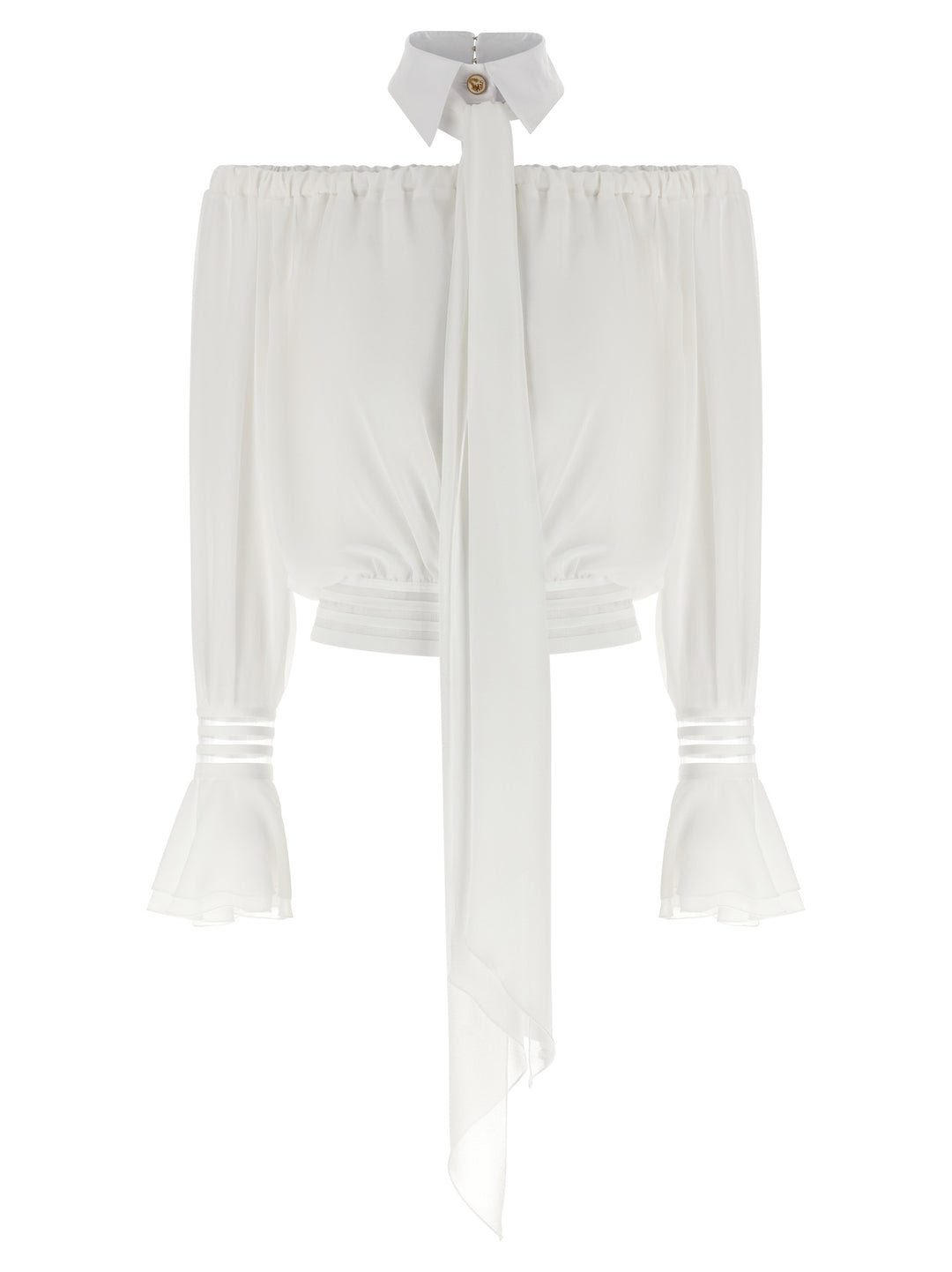 Elisabetta Franchi Shirt Collar Blouse Shirt and Blouse - White | d212d8c341a0755a64ef216789df5ccb77fdc050