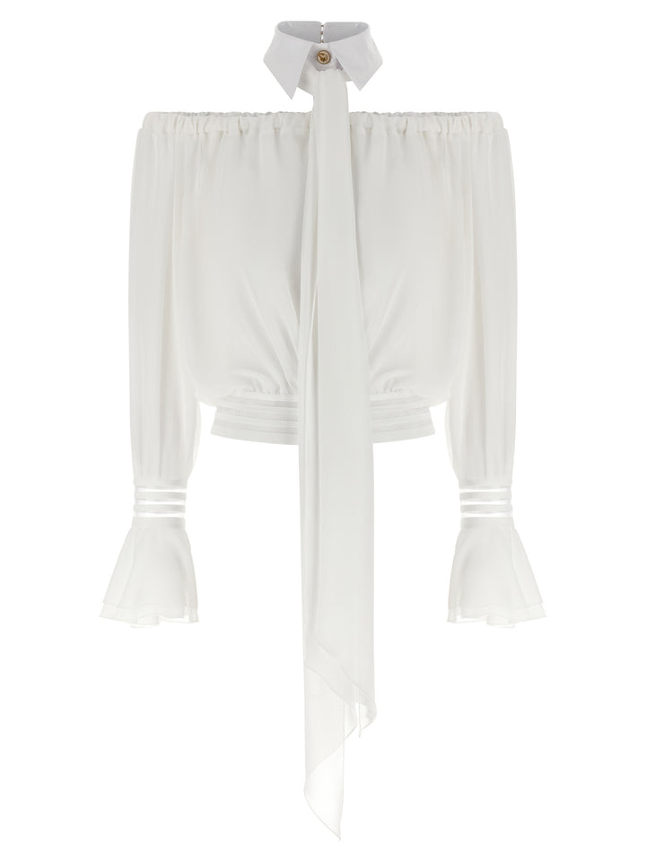 Elisabetta Franchi Shirt Collar Blouse Shirt and Blouse - White | d212d8c341a0755a64ef216789df5ccb77fdc050
