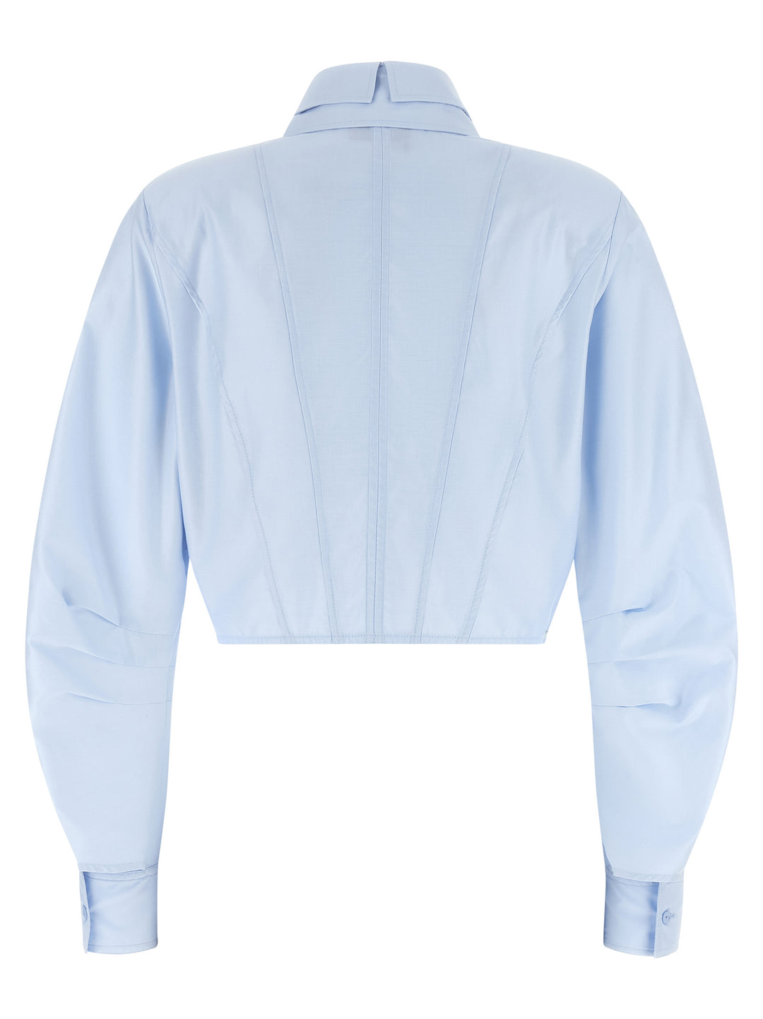 Elisabetta Franchi Cropped Shirt With Charms Shirt and Blouse - Light Blue | 28bc58a268c870f096409cc75e2c38d814377b73