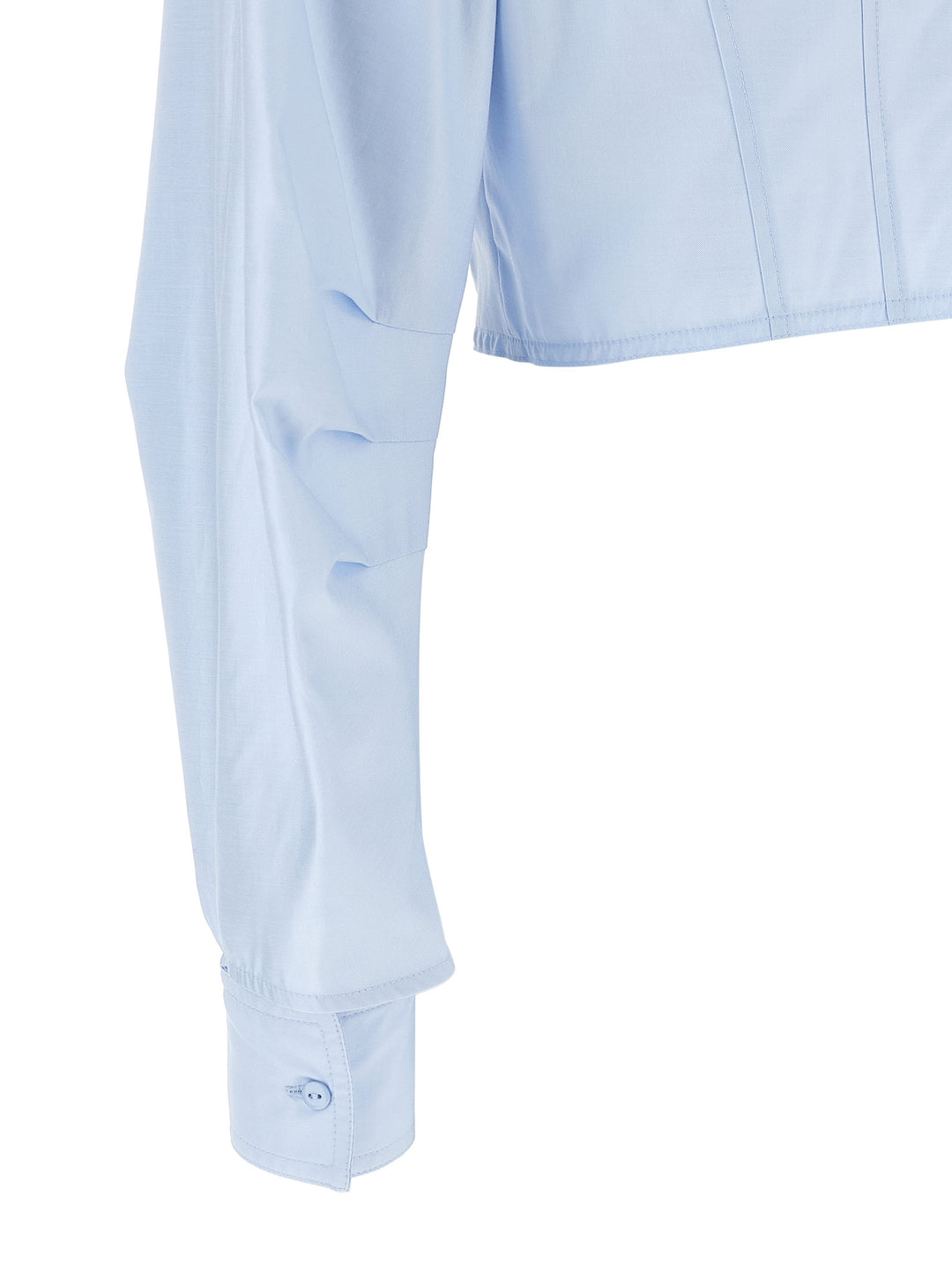 Elisabetta Franchi Cropped Shirt With Charms Shirt and Blouse - Light Blue | bddefe255dac8226f57bdb9ef9c971d093923360