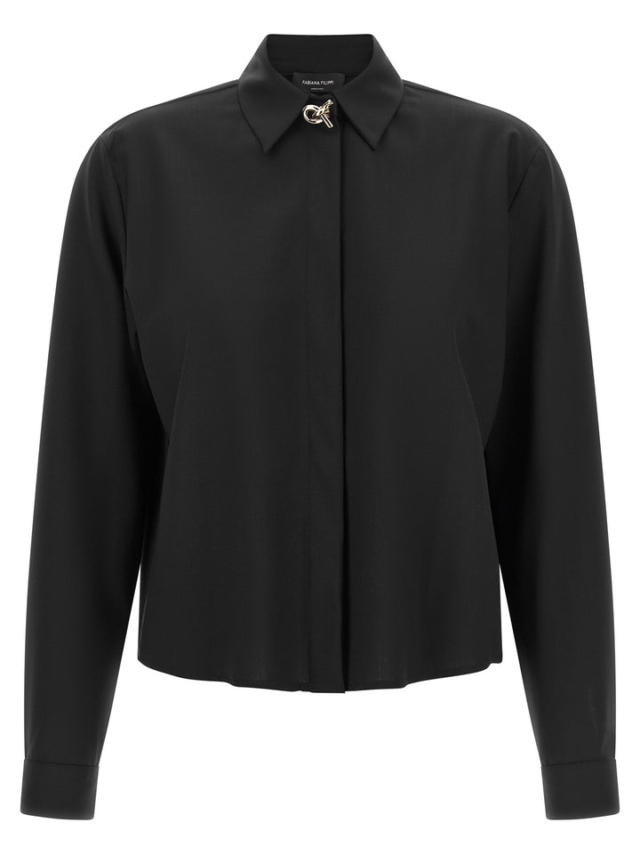 Fabiana Filippi Knot Shirt Shirt and Blouse - Black | b4e30537b474361c7a5bdb1bb764adce3225f264